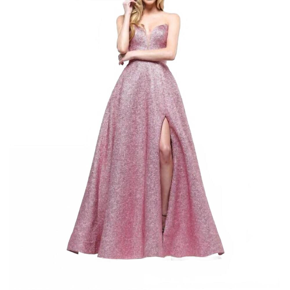NEW COLORS DRESS strapless glitter ball gown in pink